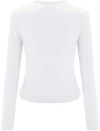 Tops de colheita de manga longa esbelta para mulheres camisetas apertadas camisetas de camisetas