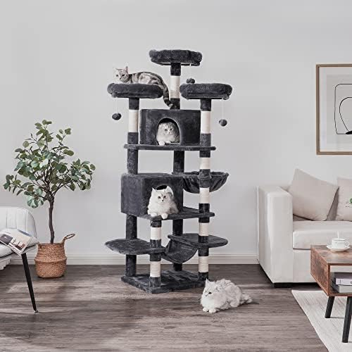 Árvore de gatos bewishome para gatos internos Torre de gatos de vários níveis de 65,3 polegadas para gatos grandes com posto