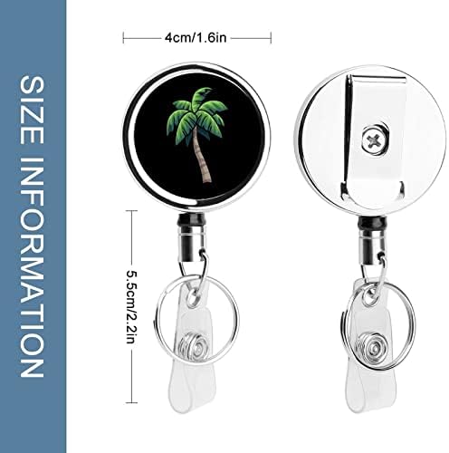 Suporte de emblema de palmeira tropical com o suporte do cilindro com a chave do clipe de correio anel retrátil Nome de
