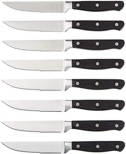 Basics de 8 peças de faca de bife de cozinha, preto