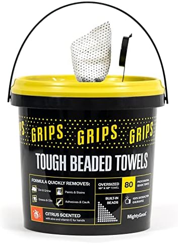 Mightygood Grips Scrubbing Toalhas de miçangas - 1 pacote, 80 toalhas - Toalhas molhadas de mão e superfície de 10 x12