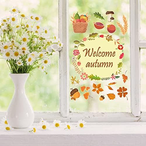 Adesivos de janela de ação de graças de outono festas de festa adesivos estáticos decorações de geladeira de vidro adesivos de parede