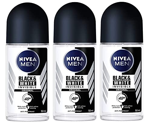 Pacote de homens nivea de 3 nivea para homens, preto e branco, invisível, original, 48 horas de desodorante antitranspirante