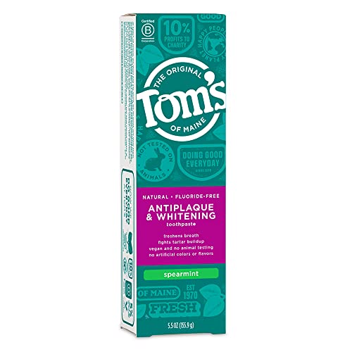 Tom's de antiplaque sem fluoreto do Maine e pasta dentária natural de clareamento, hortelã, 5,5 oz.