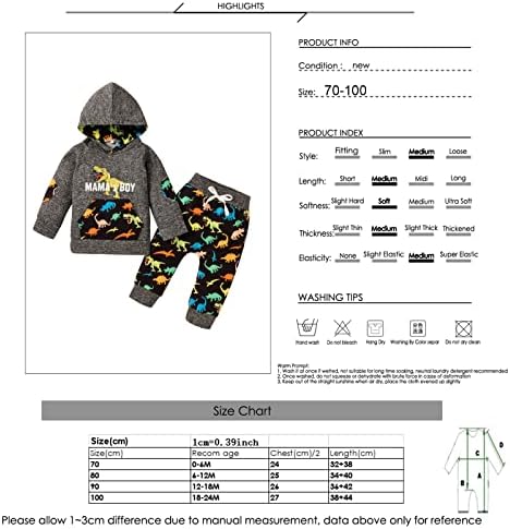 Damohony Little Toddler Sorto Capuz Top Pants Set Caso de inverno Roupa para menino 18-24m