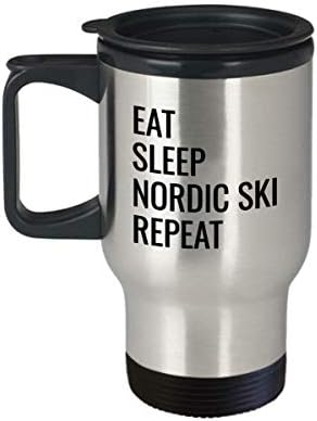 Idéia de esqui de caneca de viagens engraçadas de esqui com comer esqui nórdico de sono para ele sua mãe pai homem mulher