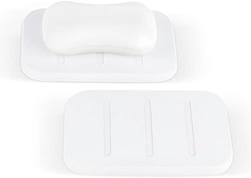 Sabão de diatomita Adorila 2 embalagem, almofada de barra de sabão absorvente para banheiro, recipiente de economia de sabão e sabonete