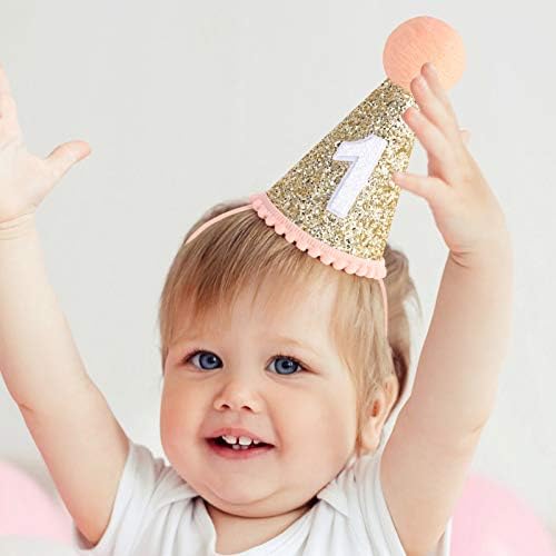 Waouh 1º aniversário de coroa de aniversário para bebê - decoração de festa de primeiro aniversário para show de bebês, boné da coroa de aniversário para bebê