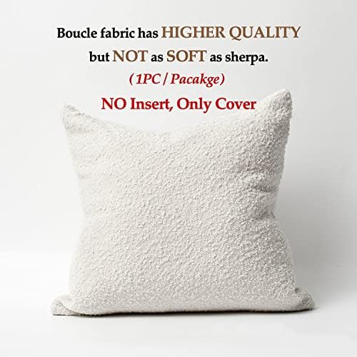 Domvitus Luxury Decorative Trow Pillow Tampa de 18 x 18 polegadas texturizadas Boucle Square Sofá Caso para Caso de Almofada de Sala de Livro, 1pc, Marfim