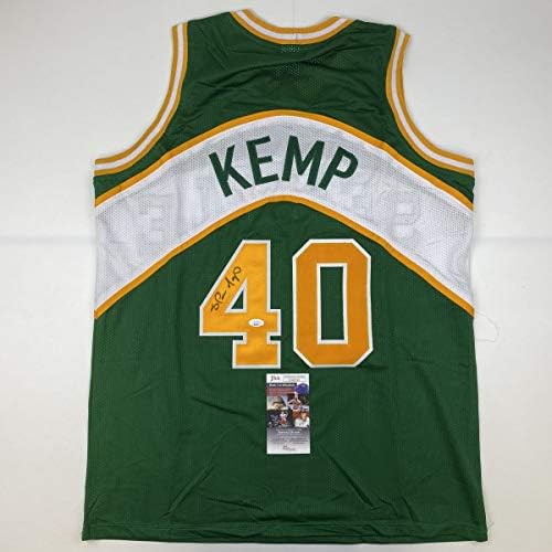 Autografado/assinado Shawn Kemp Seattle Green Basketball Jersey JSA CoA