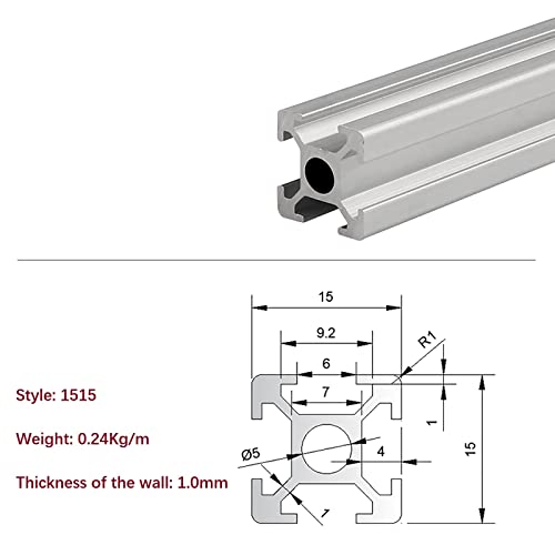 MSSOOMM 4 PACK 1515 Comprimento do perfil de extrusão de alumínio 5,91 polegadas / 150 mm Prata, 15 x 15mm 15 Série T Tipo t-slot t-slot