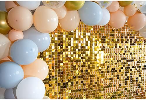 Kate 24pcs/conjunto montado Golden brilhante lantejoulas painéis de parede de parede Propções de fotografia de brilho para