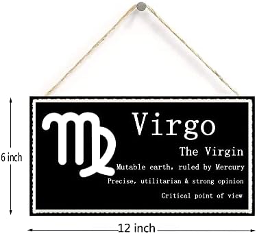 Virgem The Virgin - Belo presente de astrologia espiritual Sinal da placa do zodíaco de 6 polegadas por 12 polegadas, sinal decorativo