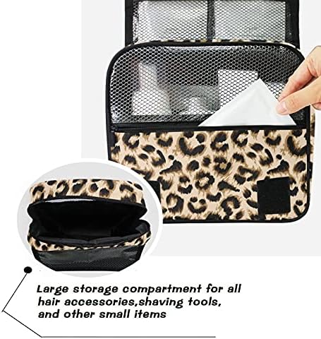 Saco de higiene pessoal pendurado amarelo leopardo animal de maquiagem de maquiagem de maquiagem para corda