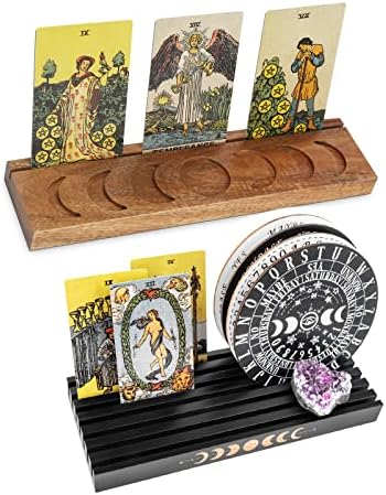 CEINER Pendulum Board e Tarot Card Display Titular, Wood Wiccan Stand Rack para OUIJA Board Oracle Affirmation Deck Meditação bruxa,