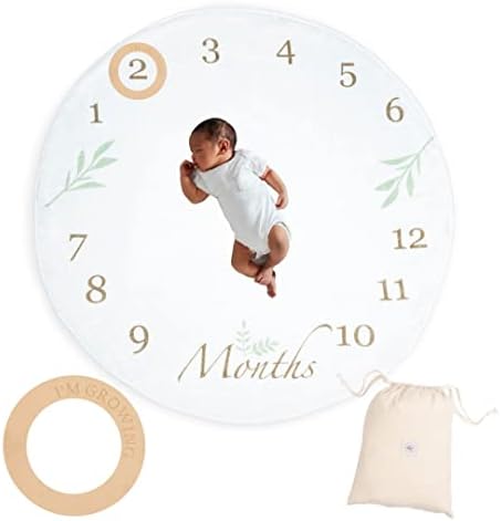 Milestone Blanket | Round Design Baby Milestone mensal | Cobertor de marco de flanela para menino de menino | Bag N anel | Babito de marco mensal de bebê macio