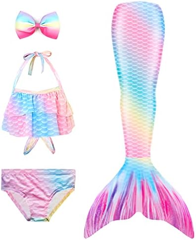 Danvren Sereia Tails para meninas de natação Ternos de banho Ternos de banho Biquíni de roupas de banho 3 PCs por 3-12
