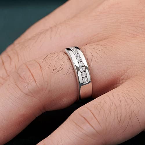 Anéis de casamento masculinos da SweetJew 925 anel de prata esterlina Princesa Corte Branco AAAAA Zircônia cúbica tamanho