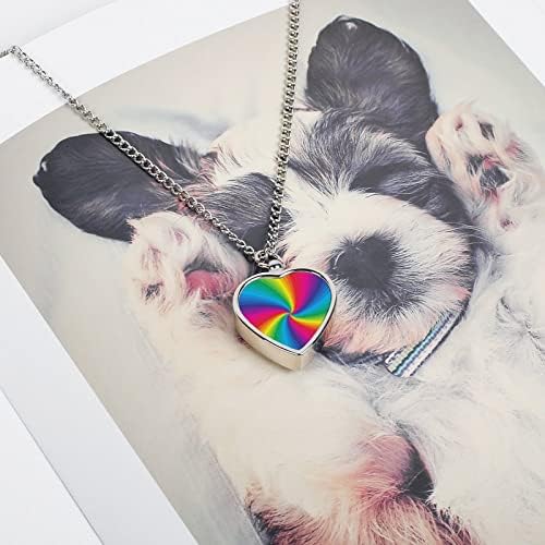 Arco -íris colorido cão espiral cinzas urna colar cremação cremação jóias memorial de lembrança presente de cinzas para amante de animais de estimação