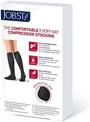 Meias de compressão opacas de Jobst, 20-30 mmhg, joelho de alto, dedo do pé fechado