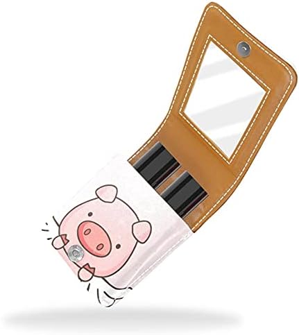 Caixa de batom com espelho fofo anjo porco lip brilho de brilho portátil caixa de armazenamento portátil Bolsa de