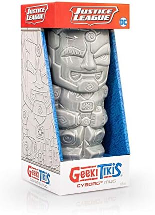 DC Comics Geeki Tikis Liga da Justiça Cyborg caneca | Copo de cerâmica de estilo colecionável Tiki | Detém 16 onças