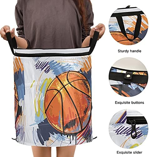 Hand Play Basketball Poup Up Lavandery Horse com tampa dobrável cesta de armazenamento Bolsa de lavanderia dobrável