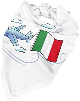 Avião com cão de estimação da bandeira italiana e cachecol de triângulo decorativo, bandana de cachorro, resistente e resistente a manchas.