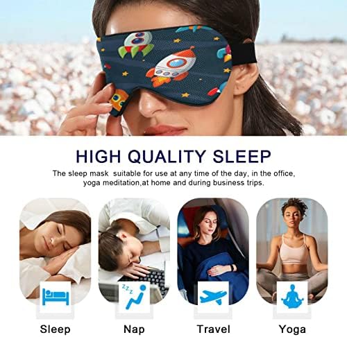 Xigua Cartoon Rockets Máscara de olhos dormindo com alça ajustável, Blackout respirável Confortável máscara para homens para