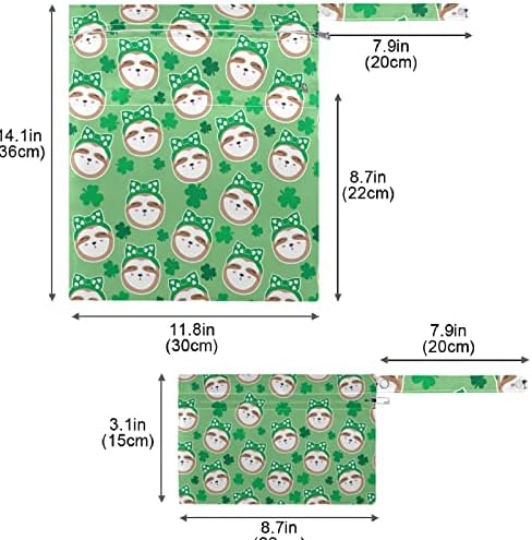 Zzxxb preguiçosa shamrock à prova d'água bolsa molhada fralda reutilizável bolsa molhada com bolso com zíper para viajar besteiras de ginástica de ginástica de ginástica de ginástica