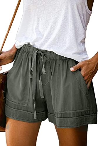 Mosucoirl Women Fyff Comfy Treating Casual Casual Cintura Shorts Pure Curros Summer praia Praça curta leve com bolsos