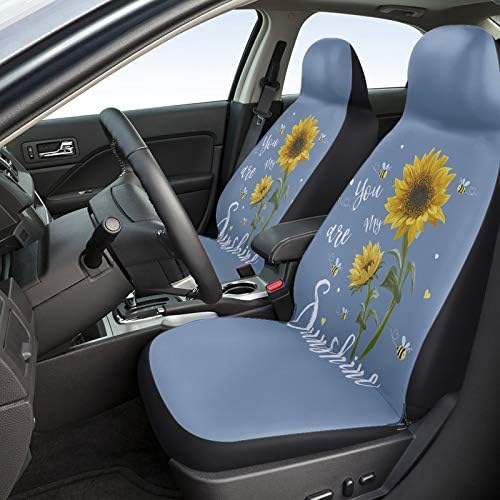 Youngkids Farmhouse Girlower Haze Blue Print Car Seat Capas de 2 peças Conjunto de carros frontal universal Cushion para SUV/carros/caminhões,