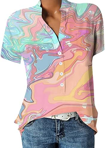 Camisas de manga curta feminina Moda Tops casuais impressos camisas curtas Pullover T tops casuais, S-3xl
