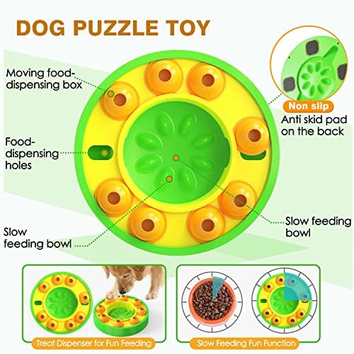 Brinquedos de quebra -cabeça de cachorro Ainmhit, brinquedos para alimentadores de alimentos para cães, quebra -cabeça de tratamento para cães, tigelas para treinamento de QI e enriquecimento mental, verde