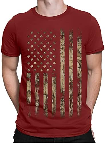 DGZTWLL 4 de julho T Camisetas para homens Casual de verão 1776 Camisas patrióticas estrelas e listras engraçadas Retro Classic Cotton Tops