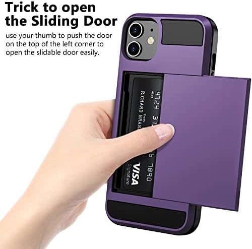 Vofolen para iPhone 12 mini case wallet cartão de crédito titular slot slot porta deslizante Porta de bolso oculto Homens