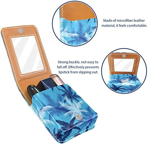 Caixa de batom de maquiagem para o organizador de batom portátil de folha de penas externas com espelho damas mini maquiagem