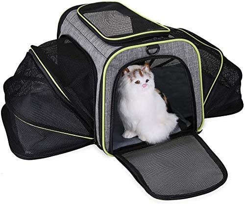 Bolsa portátil portátil de gato e cães Hewady, bolsa de porta -estimação, tapete removível leve e macia e malha respirável,