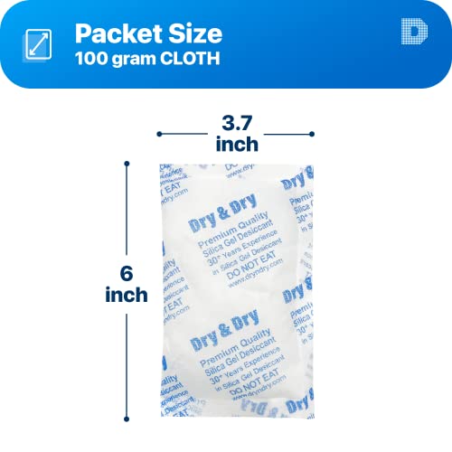 Dry & Dry 100 grama [10 pacotes] Pacotes de sílica de sílica de sílica pura e segura premium pacotes de sílica - pacotes de sílica