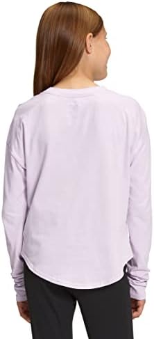 A camiseta gráfica de manga longa das meninas de North Face, nevoeiro de lavanda, grande