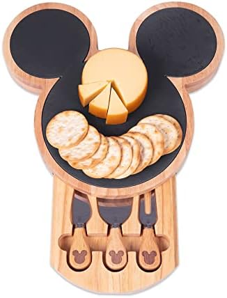 Piquennic Time Toscana Disney Mickey Mouse Cheese Conjunto, Slate Cheese Board, Charcuterie Board, Bandeja de Serviço,
