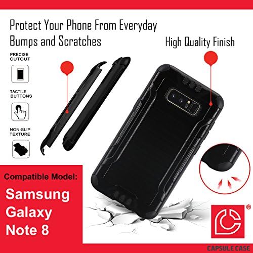 Galaxy Note 8 Case, cápsula-casas híbridas Dada camada dupla zagueiro Armadura Caso de combate TEXTURA DE TEXTURA DE TEXTURA PARA SAMSUNG Galaxy Note8 SM-N950-