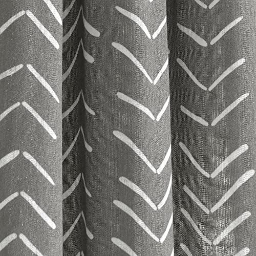 Hygge Lush Decor Hygge Arqueiro Modern Linen Look Curtain, 72 x 72, cinza escuro