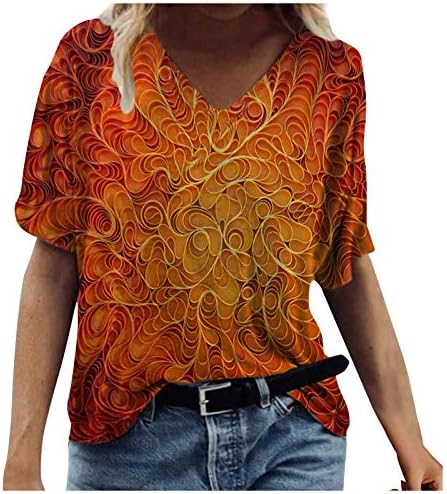 Uikmnhnh shirt shirt shircha de cotovelo 1/2 camisetas de manga camisetas de algodão de algodão camisa floral