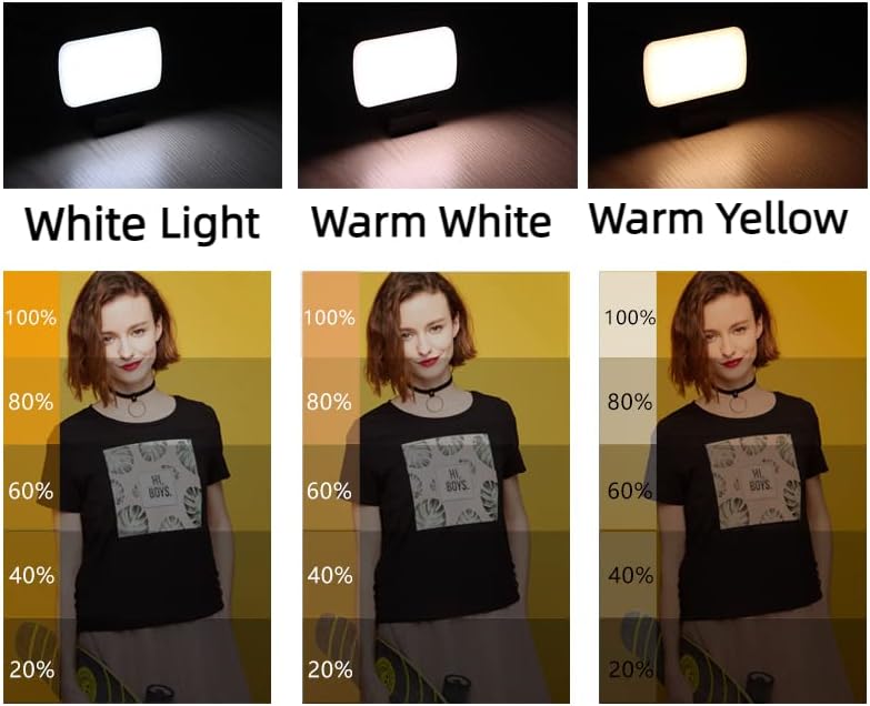 Video Selfie Light com 3 modos de luz portátil para videoconferência LED Light Light para trabalhar com clipe de frente e traseiro ajustável para trabalho remoto para maquiagem