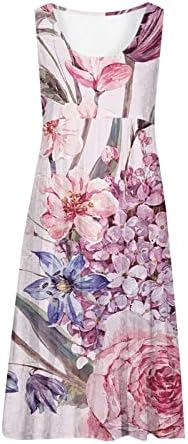 BDPORKAS WOMENS Summer Flower Print Midi Dress Casual Crewneck Sole Helly Vestres Helly