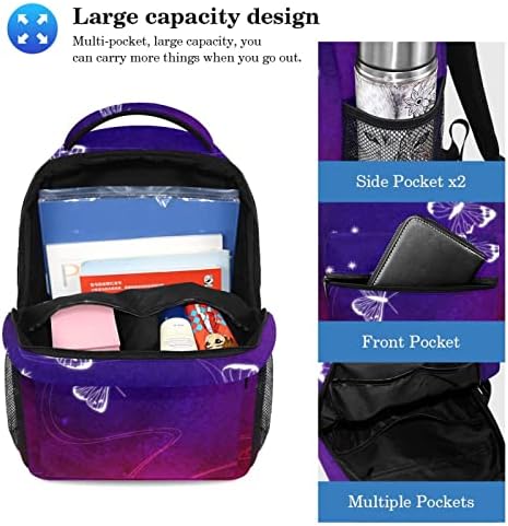 Tbouobt Travel Mackpack Conjunto de laptop leve mochila casual para mulheres homens, roxa rosa Butterfly Star