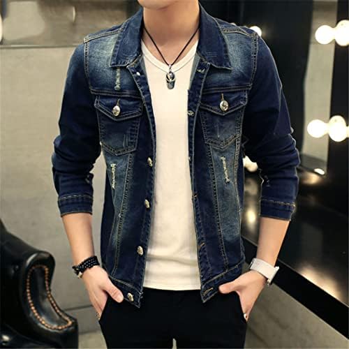 Jaqueta jeans masculina, azul escuro e casual