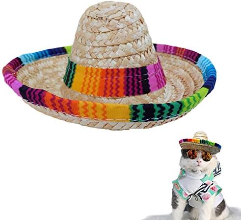 Bettli Dog Sombrero Hat, Cat Hats Mexican Mini Stravo com Chapéus de festa Trimsombrero multicolor