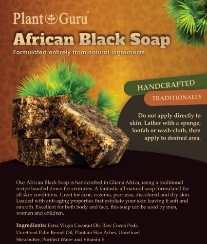 Barra de sabão preta africana cru 8 onças. - puro natural do Gana. Tratamento da acne, ajuda contra eczema e psoríase,